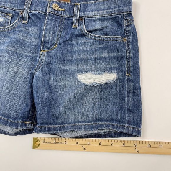 Joe's Samara Distressed Jean Shorts Women's 25 Mid Rise Denim Medium Wash Blue - Picture 9 of 10